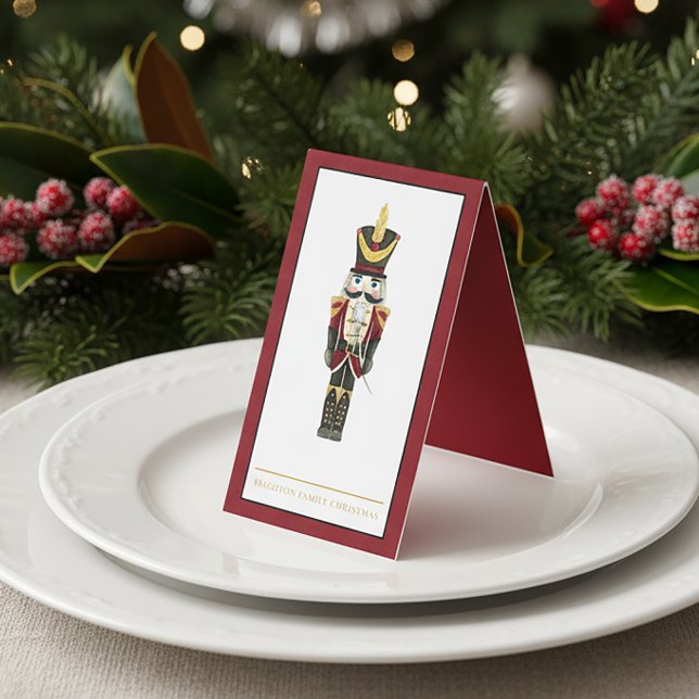 Holiday Christmas Watercolor Nutcracker Place Card (Criador carregado)