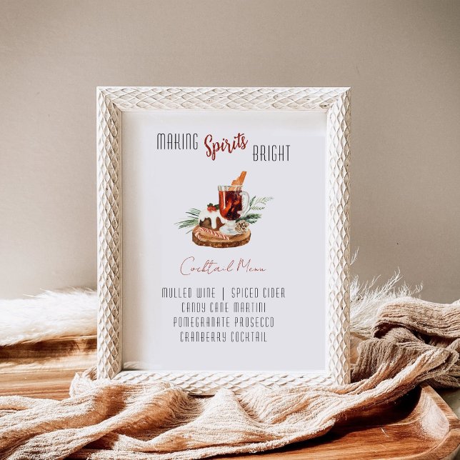 Holiday Cocktail Bar Menu Party Sign (Criador carregado)