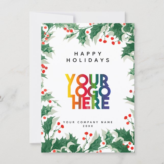 Holiday Corporate Business Logo Christmas Card (Frente)