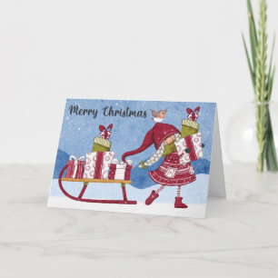 Holiday Gnomo com presente cartão de Natal