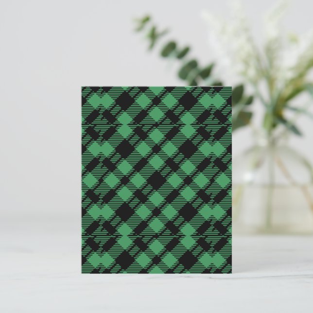 Holiday Green Checkered Pattern Scrapbook Paper (Em pé/Frente)