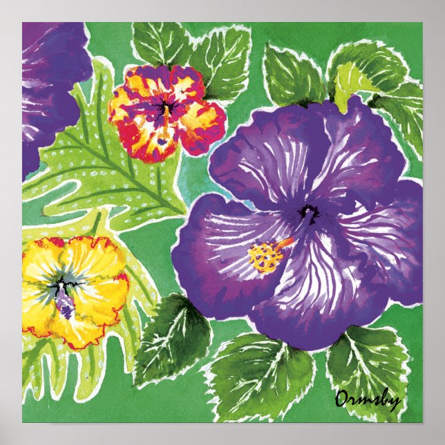 Holiday Hibiscus Green poster (Frente)