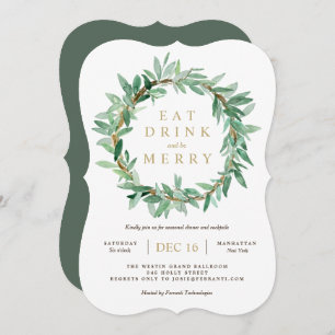 Holiday Laurel Olive Leaf Wreath Convite