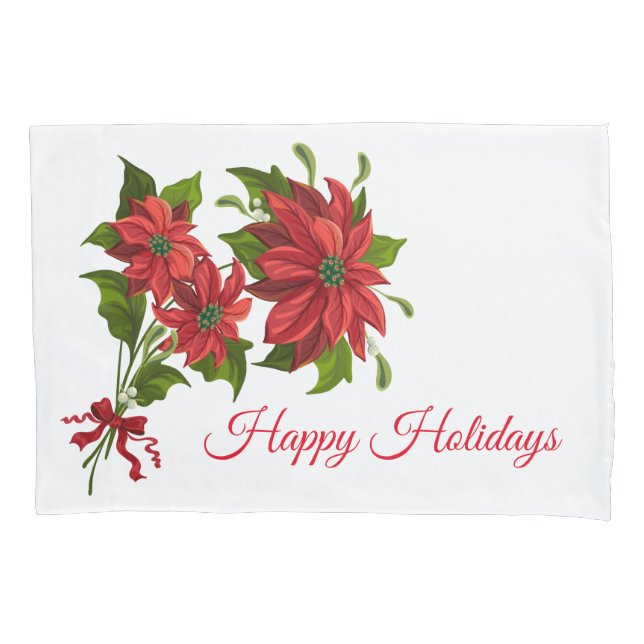 Holiday Poinsettia Pillowcase (Frente)