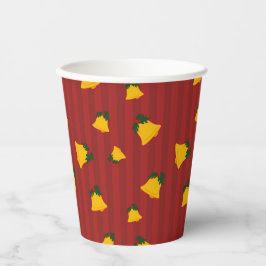 Holiday Red Gold Stripe Bells Christmas