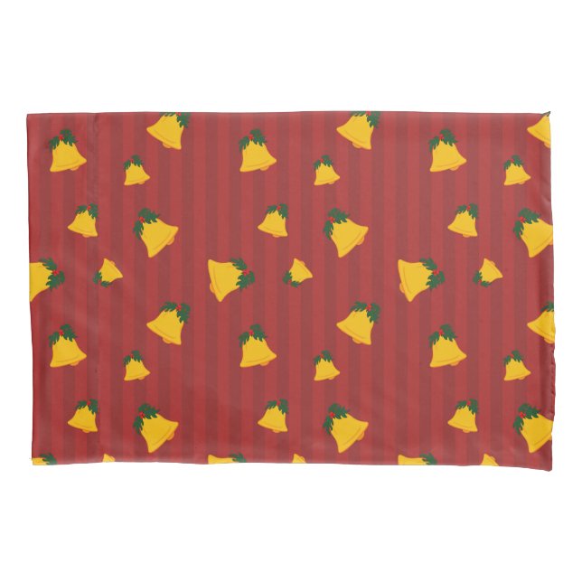 Holiday Red Gold Stripe Bells Christmas (Frente)