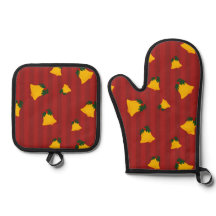 Holiday Red Gold Stripe Bells Christmas
