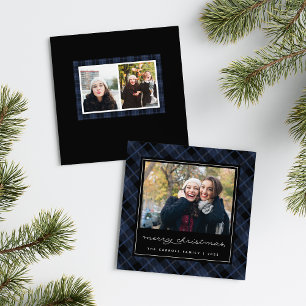 Holiday Tartan   Cartão com fotos quadrado