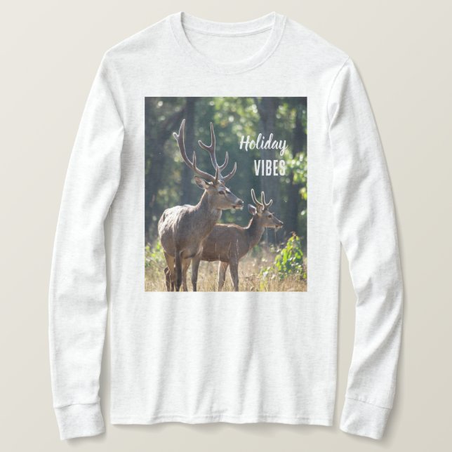 Holiday Vibes Deers Long Sleeves Top (Frente do Design)