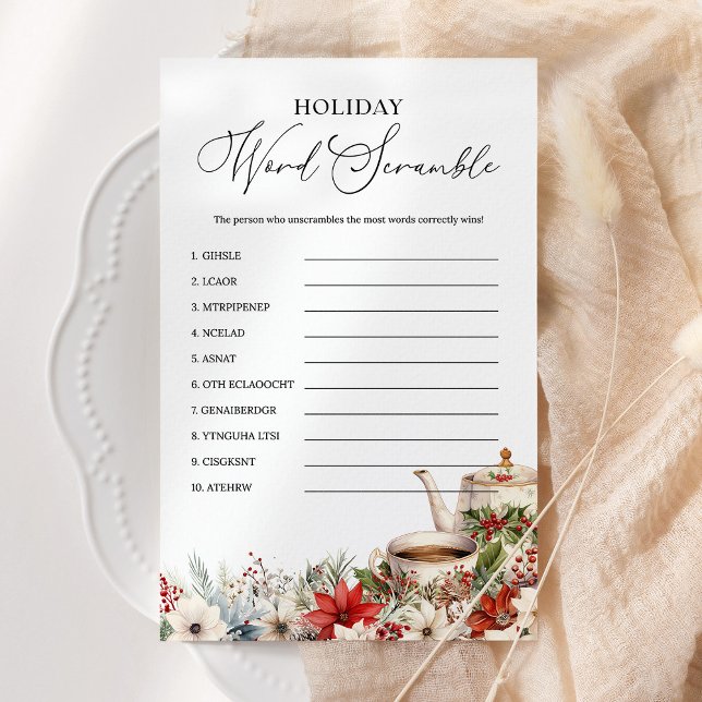 Holiday Word Scramble Christmas Tea Party Game (Criador carregado)