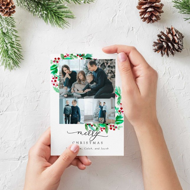 Holiday Wreath Script 3 Foto Feliz Natal Chic (Criador carregado)