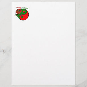 Holiday Yin Yang Poinsettia Green Red