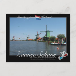 Holland Zaanse Schans Windmil 3D Anaglyph Cartão p
