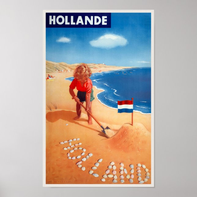 Hollande - Poster vintage dos Países Baixos (Frente)