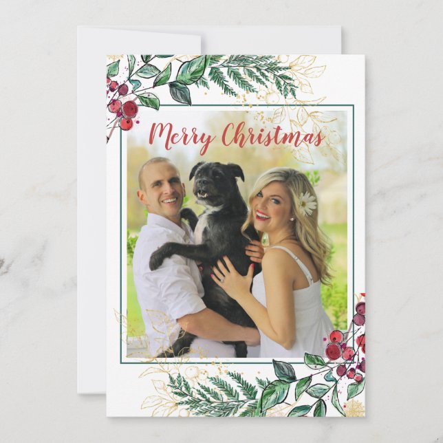 Holly Berries Foto Botânica Floral Natal (Frente)