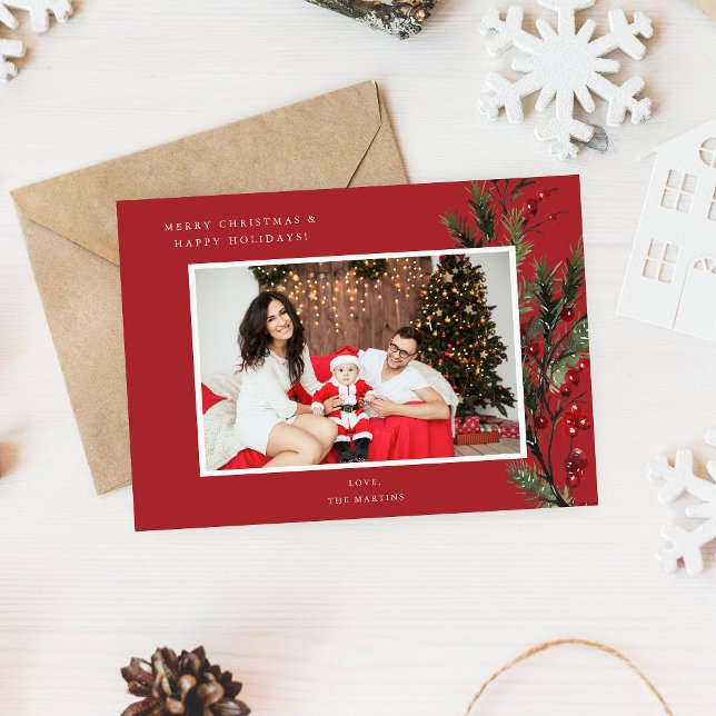 Holly Berry H Photo Holiday ou Natal - Vermelho (Criador carregado)