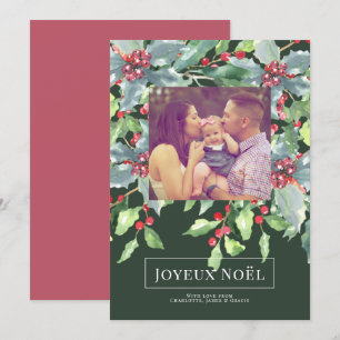 Holly Berry Joyeux Noël Cartão de Natal Elegante