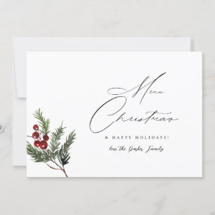 Holly Berry Simple Elegant - Feliz Cartão de Natal