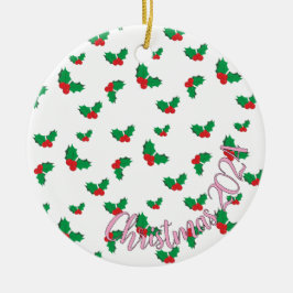 Holly Christmas 2024 — ornamento de árvore PINK