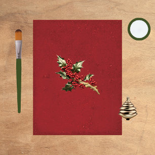 Holly Christmas Embellish Scrapbook Paper