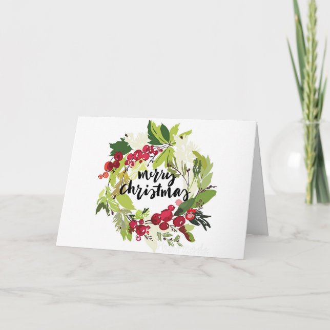 "Holly Christmas Wreath" Cartão de Voto (Frente)