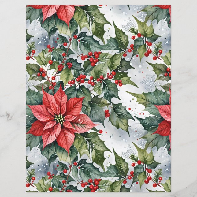 Holly de Natal e inverno com Poinsettias (Frente)