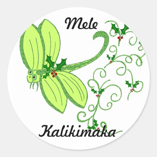 Holly dragonfly, Mele, adesivos Kalikimaka (Frente)