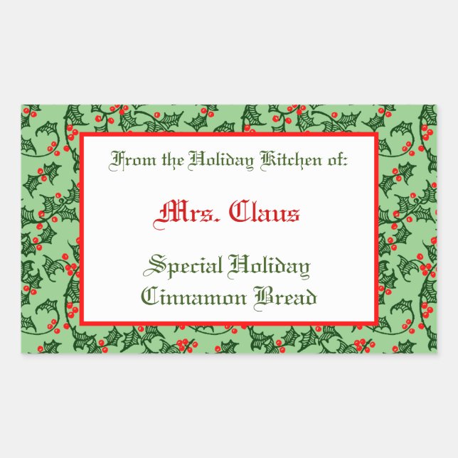 Holly e Berries - Adesivo de cozedura editável em  (Frente)