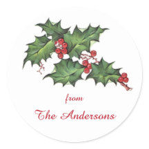Holly e Berries | Etiqueta de presentes de Natal