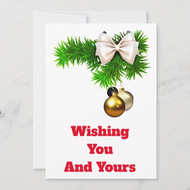 Holly e Ornaments Cartão de Natal (Frente)