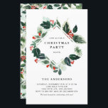 Holly Greenery Convite de festas de Natal<br><div class="desc">Convide seus amigos e família para uma comemoração festiva com nosso Convite de festas de Natal Personalizável, com verde variado de aquarela e bagas de inverno vibrantes. Este design elegante captura perfeitamente o espírito da temporada de férias, fazer-o uma maneira deliciosa de compartilhar a alegria de seu encontro. Personalize este...</div>
