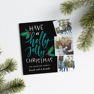 Holly Jolly Cartão de Colagem de Fotos de Feriad