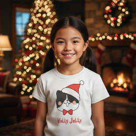 Holly Jolly Kawaii Papais noeis Cat T-Shirt Natal