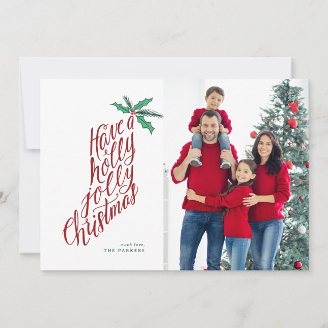 Holly Jolly natal, com uma letra de mão (Frente)