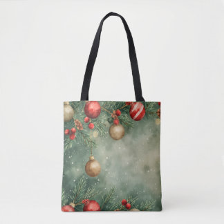 Holly Jolly Watercolor Tote Bag