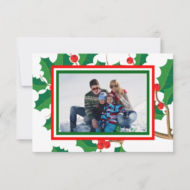 Holly Photo - Cartão de Natal 3x5 (Frente)