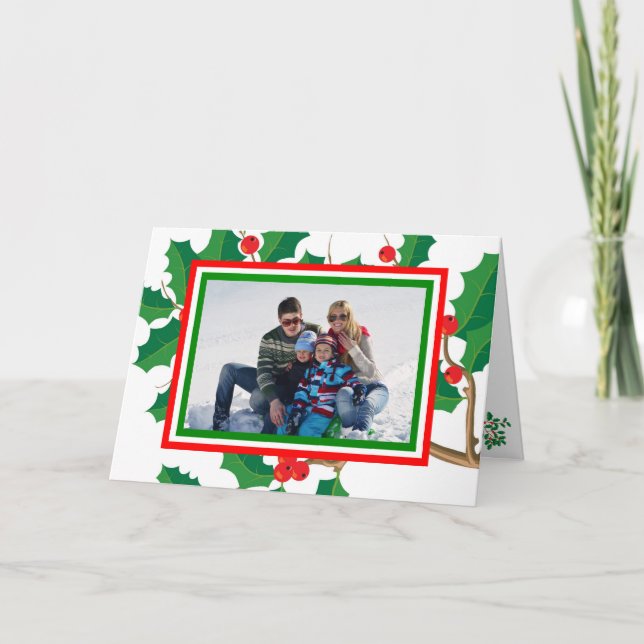 Holly Photo - Cartão de Natal Dobrado (Frente)