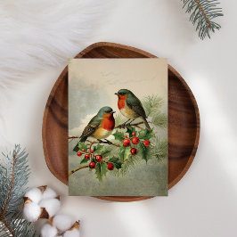 Holly Robin Birds - Cartão de Natal de Negócios