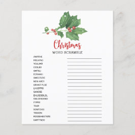 Holly Wreath Word Scramble Game Card