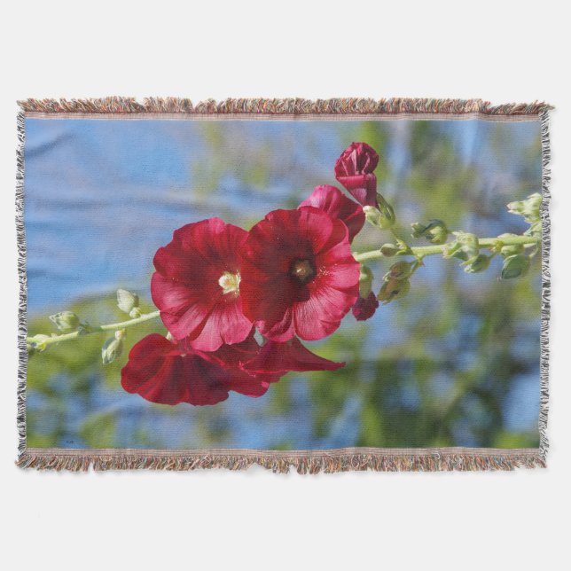 Hollyhocks cobertor tecido (Frente)