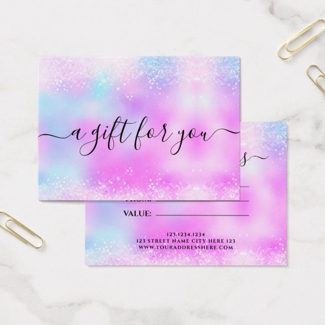 Holo Glitter Elegant Business Gift Certificate (Escritótio)