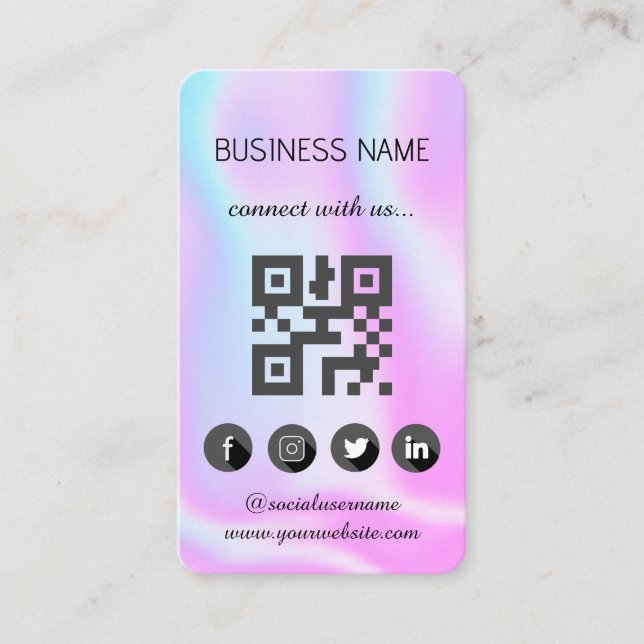 Holográfico - Cartão de visita de Código QR de Míd (Frente)