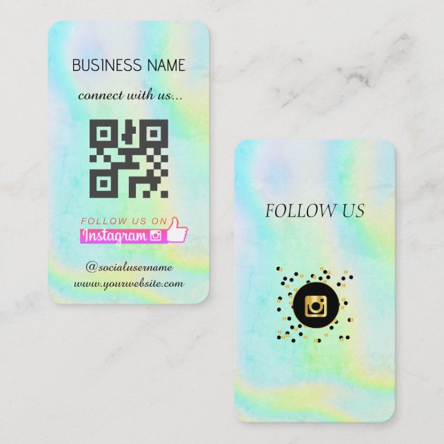 Holográfico - Cartão de visita de Código QR de Míd (Frente/Verso)