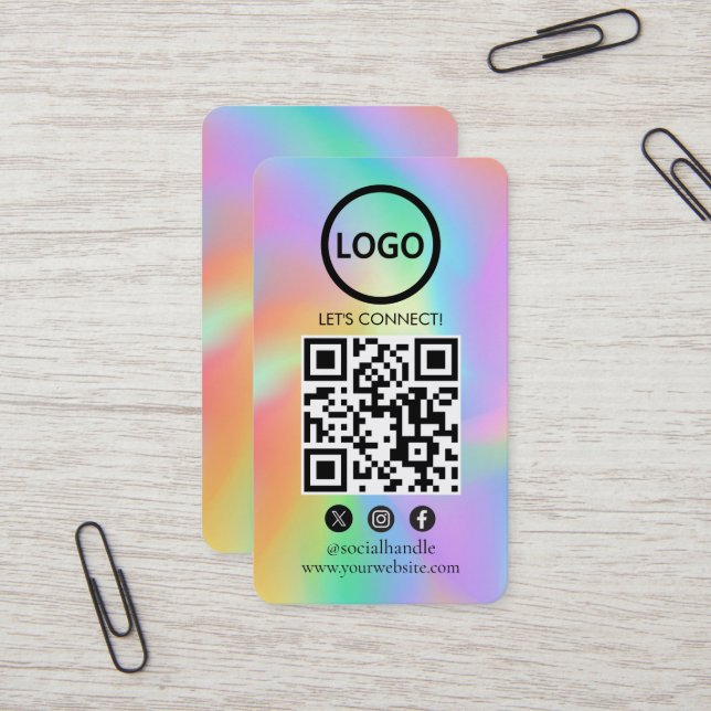 Holograma, Cartões Personalizados Modernos, QR de  (Frente/Verso In Situ)