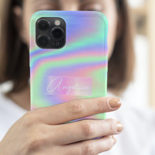Holograma Minimalista Arco-Íris Nome Personalizado