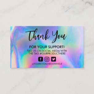 Holographic Obrigado Trendy Salon Cartão de visita