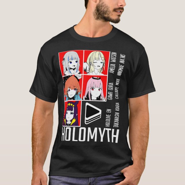 Hololive EN Holomyth Red Panel Classic T-Shirt (Frente)