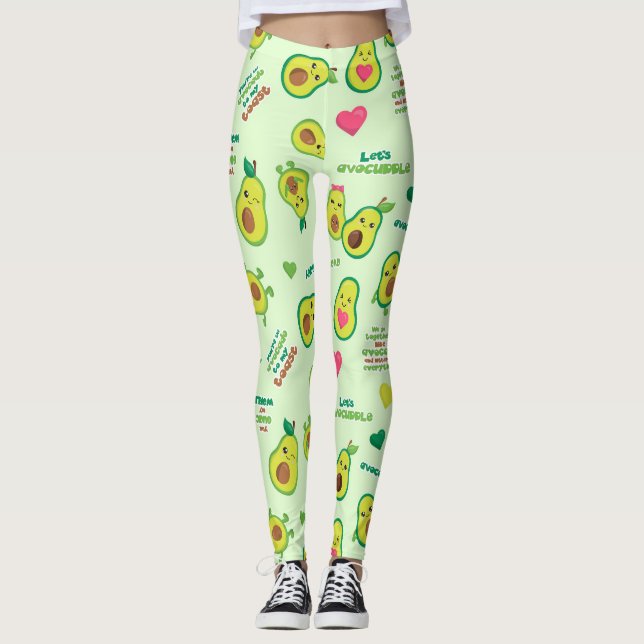 Holy Guacamole: Whimsical Avocado Lover Leggings (Frente)