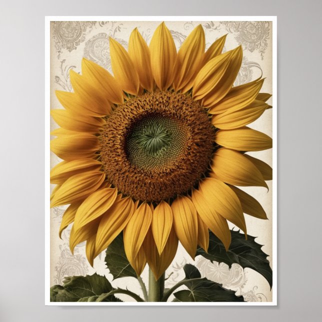 Home Decore Fresco Girassol Flower Wall Poster (Frente)