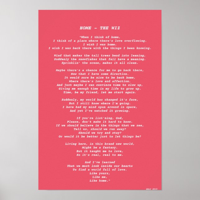 'HOME' DO WIZ LYRICS POSTER (Frente)